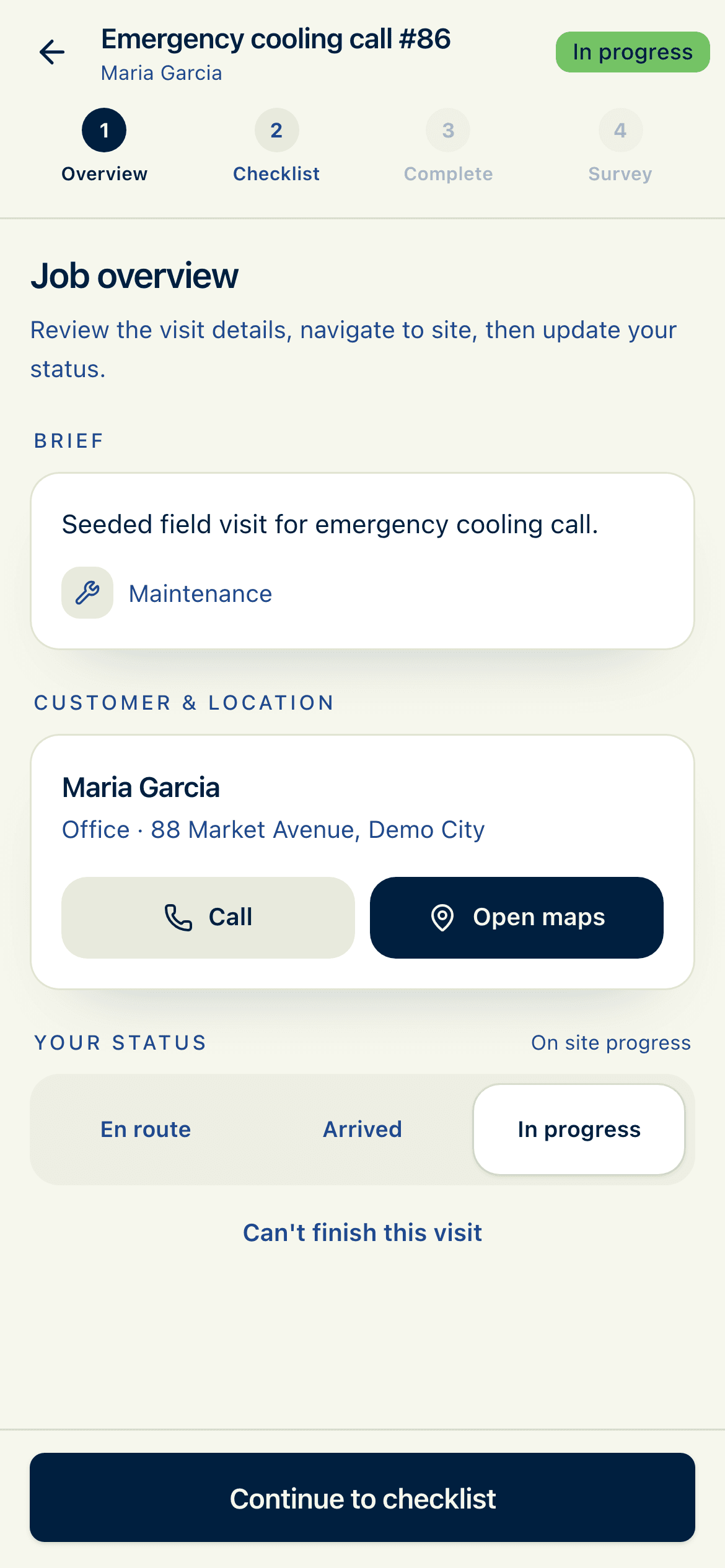 Crew App job overview